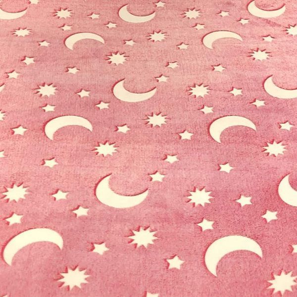 Светящийся в темноте плед плюшевое покрывало Blanket kids Magic Star 150х100 см флисовое одеяло. Цвет: розовый 00012604 фото