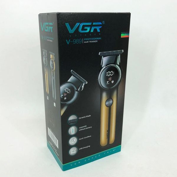 Триммер для бороды и усов VGR V-989. Машинка для стрижки, окантовки керамика+сталь. Цвет: золотой 00015482 фото