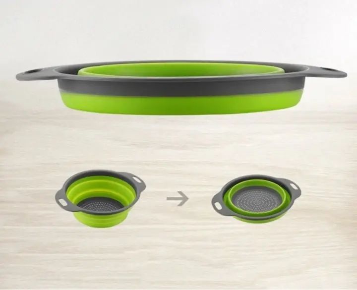 Друшляк силіконовий складаний великий + маленький Collapsible filter baskets 00019246 фото