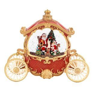 Новогодний фонарь с подсветкой и музыкой Санта в карете 22х26 см 00024860 фото