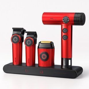 Набор VGR STEPLERSS RPO 4 IN 1 RED, машинка для стрижки, триммер, электробритва, фен 00015323 фото