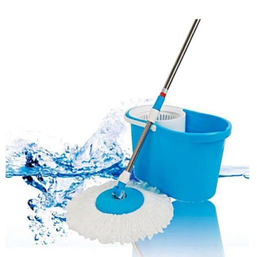 Универсальная швабра с отжимом-центрифугой и ведром Easy Mop Круглая Швабра. Цвет: синий 00013365 фото