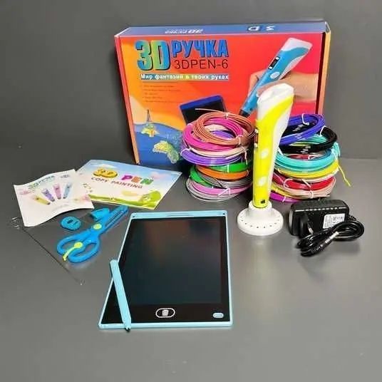 Набор для творчества 3D ручка 3D Pen-6 c LCD дисплеем + графический планшет + трафареты + 100 м пластика в комплекте 00016042 фото