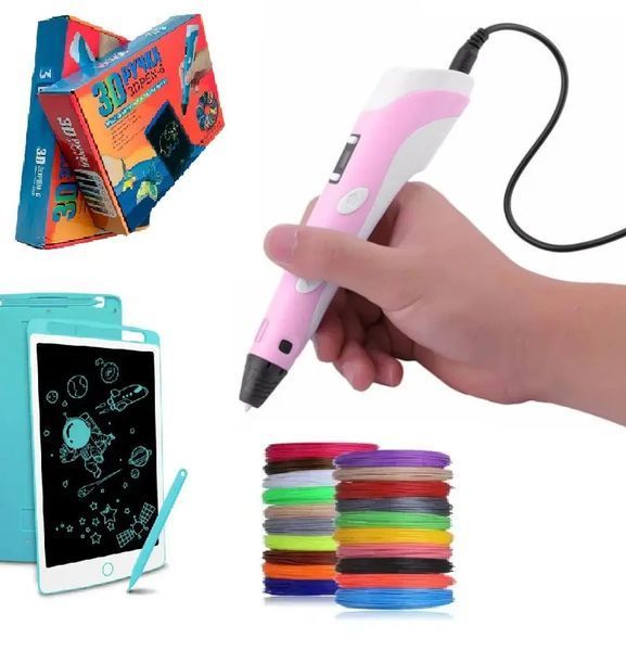 Набор для творчества 3D ручка 3D Pen-6 c LCD дисплеем + графический планшет + трафареты + 100 м пластика в комплекте 00016042 фото