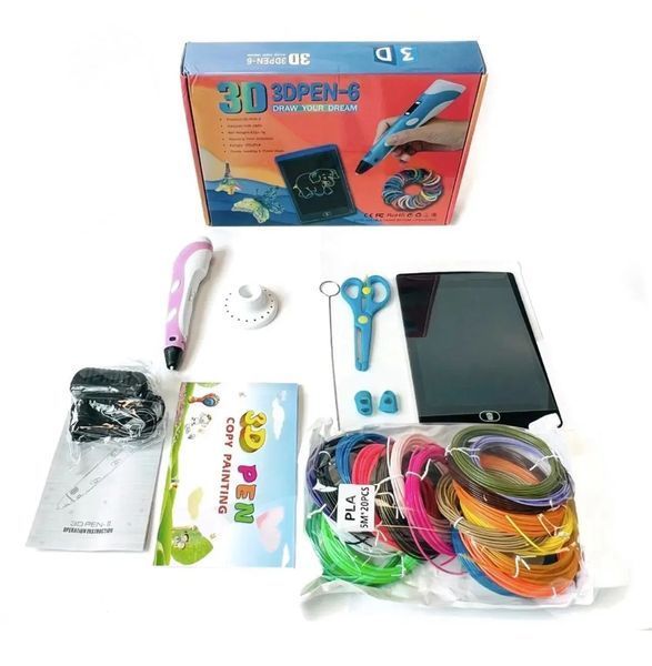 Набор для творчества 3D ручка 3D Pen-6 c LCD дисплеем + графический планшет + трафареты + 100 м пластика в комплекте 00016042 фото