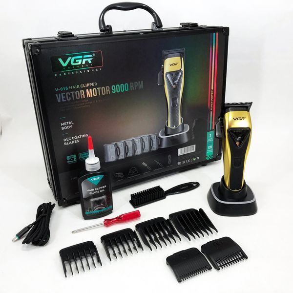 Машинка для стрижки VGR V-015 акумуляторна бездротова професійна 6 насадок 00014483 фото