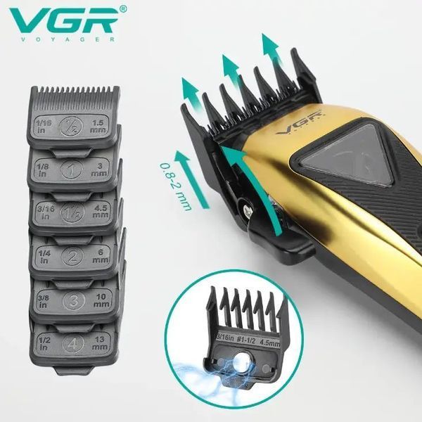 Машинка для стрижки VGR V-015 акумуляторна бездротова професійна 6 насадок 00014483 фото