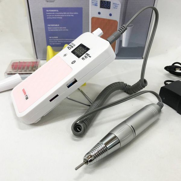 Портативний фрезер для нігтів Nail Drill YT-928 акумуляторний з індикатором заряду на 35 000 оборотів. Колір: білий 00014346 фото