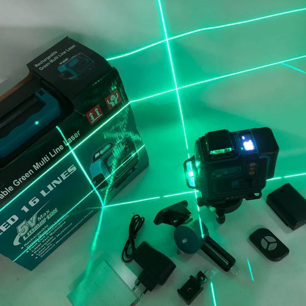 Уровень лазерный линейный нивелир аккумуляторный Laser 4D, 16 линий, рабочее растояние 30м, в чемодане 00013630 фото
