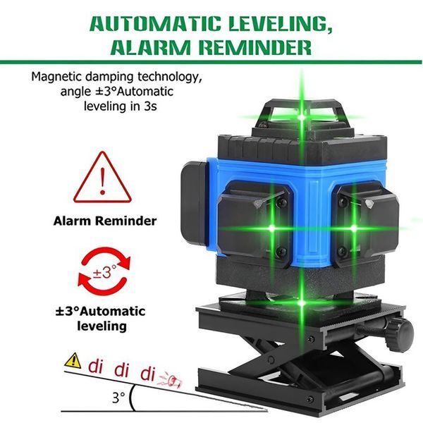 Уровень лазерный линейный нивелир аккумуляторный Laser 4D, 16 линий, рабочее растояние 30м, в чемодане 00013630 фото