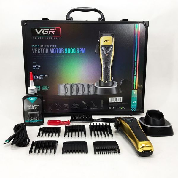 Машинка для стрижки VGR V-015 акумуляторна бездротова професійна 6 насадок 00014483 фото
