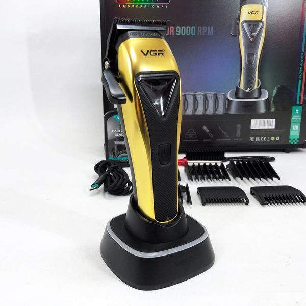 Машинка для стрижки VGR V-015 акумуляторна бездротова професійна 6 насадок 00014483 фото