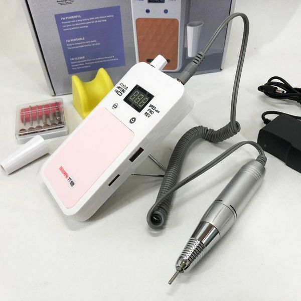 Портативний фрезер для нігтів Nail Drill YT-928 акумуляторний з індикатором заряду на 35 000 оборотів. Колір: білий 00014346 фото