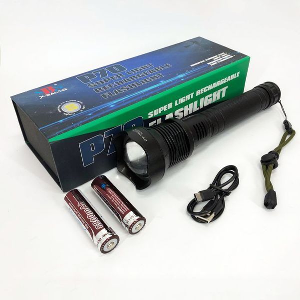 Мощный фонарик аккумуляторный тактический X-Balog BL-X92-P70 с зарядкой от USB, тактичный фонарь 00022909 фото
