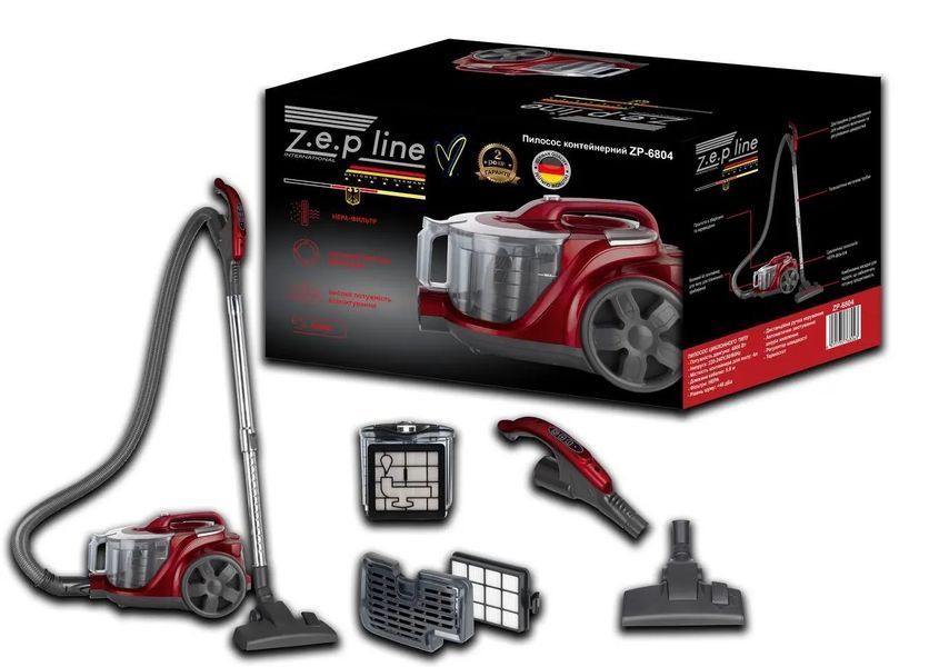 Пилосос контейнерний 4л Zepline ZP-6804 червоний 00020837 фото