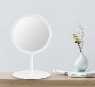 Дзеркало для макіяжу, дзеркало косметичне з LED з яскравим лід підсвічуванням, вбудованим акумулятором, біле 00014756 фото
