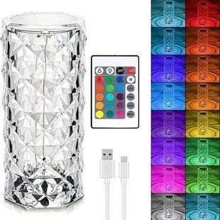 Настольная лампа Роза с пультом RGB Crystal Rose. Проекционный светильник-торшер ночник rose diamond table lamp кристалл 00022177 фото