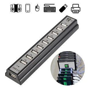 Розгалужувач USB HUB на 10 портів з активною зарядкою 220V, Розгалужувач юсб, Хаб для ноутбука 00017796 фото