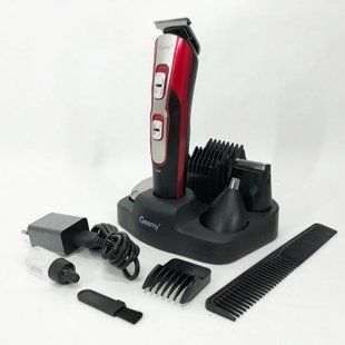 Машинка для стрижки 10в1 GEMEI GM-592, окантовочная машинка, подстригательная машинка. Цвет: красный 00014314 фото