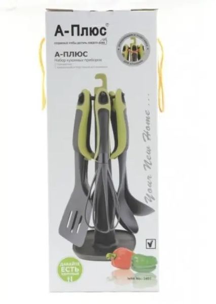 Набор кухонных принадлежностей КРАСНЫЙ KITCHEN TOOLS, 7 предметов Кухонный набор с подставкой 00020427 фото