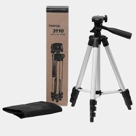 Штатив для телефона и фотоаппарата Tripod 3110 PRO портативный трипод 0,35-1.02м высота. Цвет: серебряный 00012537 фото