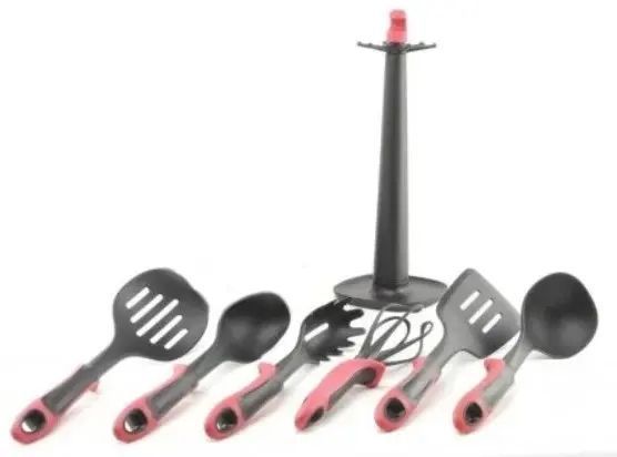Набор кухонных принадлежностей КРАСНЫЙ KITCHEN TOOLS, 7 предметов Кухонный набор с подставкой 00020427 фото