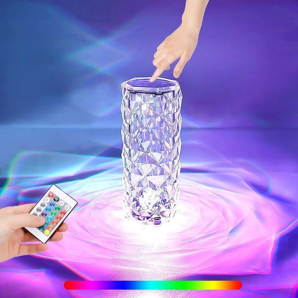 Настольная лампа Роза с пультом RGB Crystal Rose. Проекционный светильник-торшер ночник rose diamond table lamp кристалл 00022177 фото