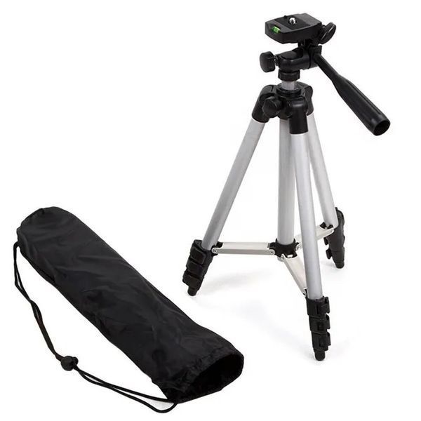 Штатив для телефона и фотоаппарата Tripod 3110 PRO портативный трипод 0,35-1.02м высота. Цвет: серебряный 00012537 фото
