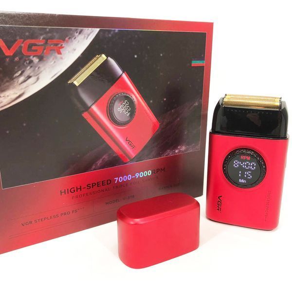 Електробритва VGR V-378 RED шейвер, подвійне лезо, регулювання потужності 7000-9000 RPM. Колір: червоний 00014806 фото