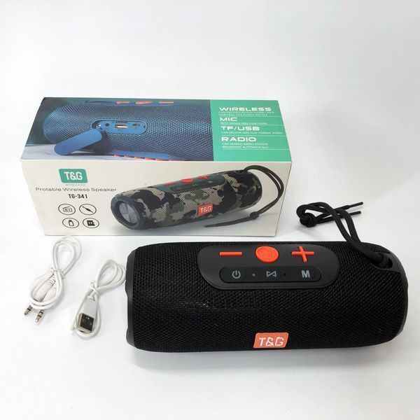 Портативна Bluetooth колонка TG341 зі шнурком, акумуляторна переносна колонка. Колір: чорний 00017222 фото