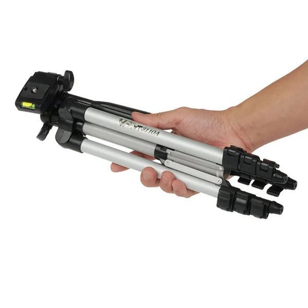 Штатив для телефона и фотоаппарата Tripod 3110 PRO портативный трипод 0,35-1.02м высота. Цвет: серебряный 00012537 фото