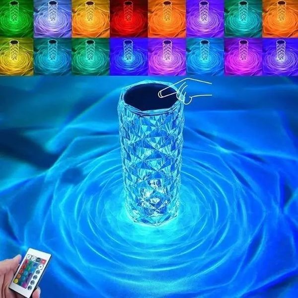 Настольная лампа Роза с пультом RGB Crystal Rose. Проекционный светильник-торшер ночник rose diamond table lamp кристалл 00022177 фото