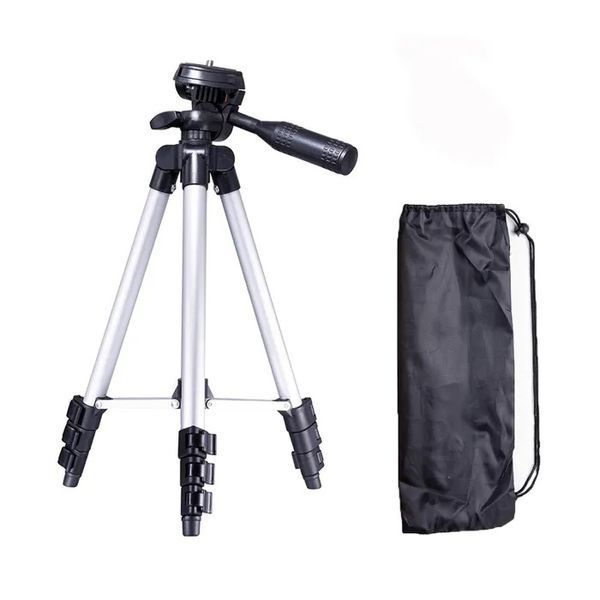 Штатив для телефона и фотоаппарата Tripod 3110 PRO портативный трипод 0,35-1.02м высота. Цвет: серебряный 00012537 фото