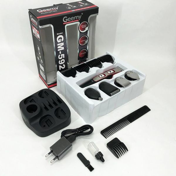 Машинка для стрижки 10в1 GEMEI GM-592, окантовочная машинка, подстригательная машинка. Цвет: красный 00014314 фото