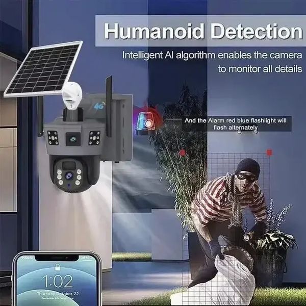 Уличная WiFi камера видеонаблюдения с солнечной панелью и двумя объективами TP18 Камера видеонаблюдения 6Мп 00018067 фото