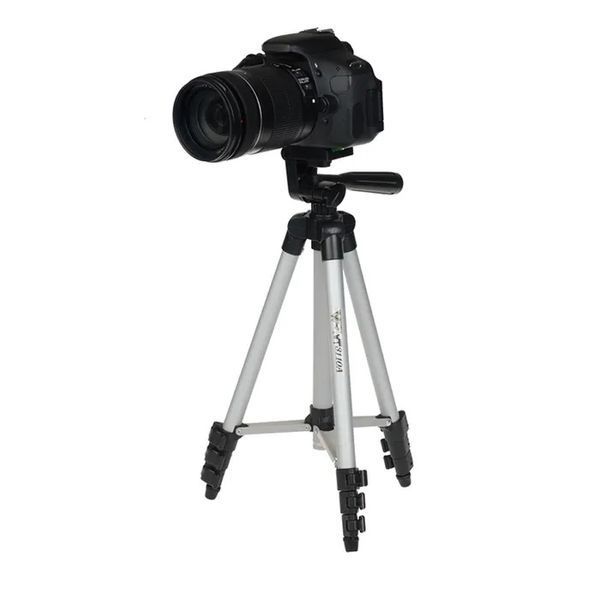 Штатив для телефона и фотоаппарата Tripod 3110 PRO портативный трипод 0,35-1.02м высота. Цвет: серебряный 00012537 фото