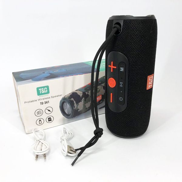 Портативна Bluetooth колонка TG341 зі шнурком, акумуляторна переносна колонка. Колір: чорний 00017222 фото
