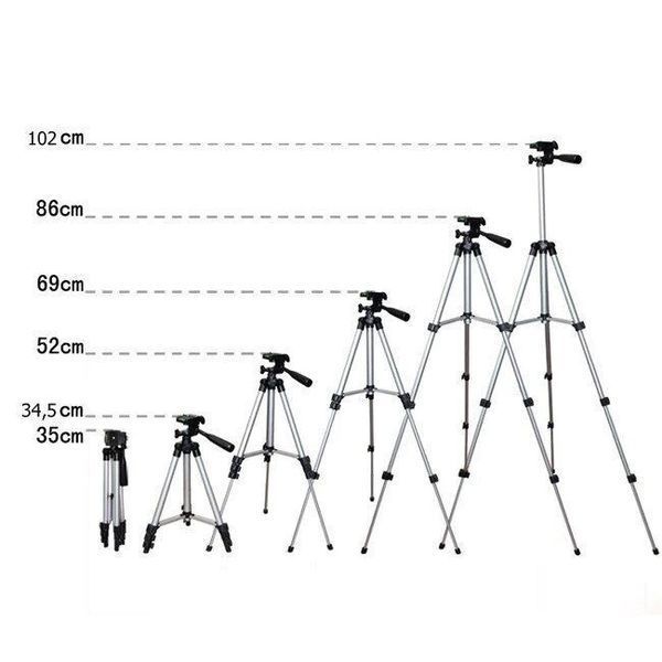 Штатив для телефона и фотоаппарата Tripod 3110 PRO портативный трипод 0,35-1.02м высота. Цвет: серебряный 00012537 фото