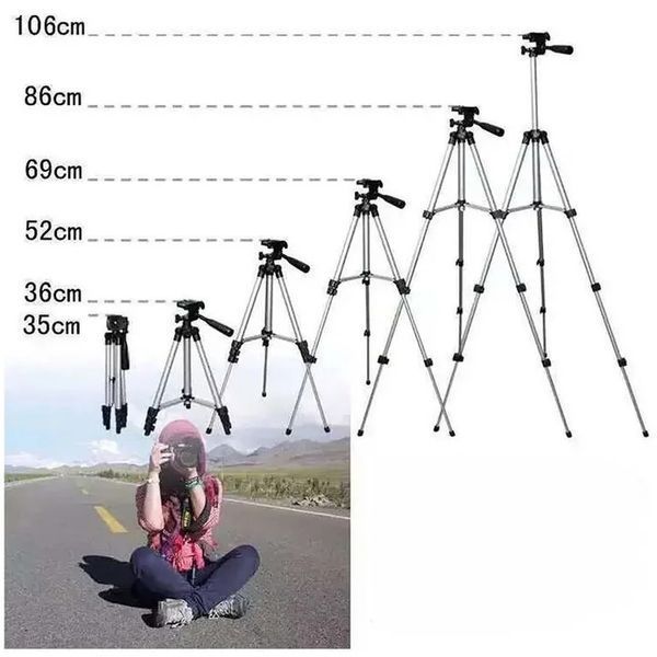 Штатив для телефона и фотоаппарата Tripod 3110 PRO портативный трипод 0,35-1.02м высота. Цвет: серебряный 00012537 фото