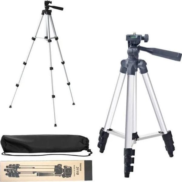Штатив для телефона и фотоаппарата Tripod 3110 PRO портативный трипод 0,35-1.02м высота. Цвет: серебряный 00012537 фото