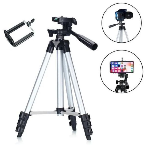 Штатив для телефона и фотоаппарата Tripod 3110 PRO портативный трипод 0,35-1.02м высота. Цвет: серебряный 00012537 фото