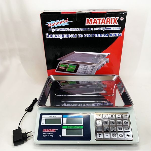 Весы торговые электронные со счетчиком цены на 50кг Matarix MX-414 00019378 фото