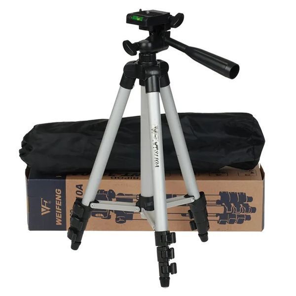 Штатив для телефона и фотоаппарата Tripod 3110 PRO портативный трипод 0,35-1.02м высота. Цвет: серебряный 00012537 фото