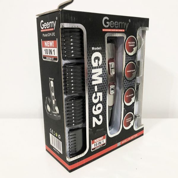 Машинка для стрижки 10в1 GEMEI GM-592, окантовочная машинка, подстригательная машинка. Цвет: красный 00014314 фото