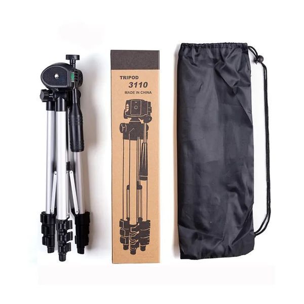 Штатив для телефона и фотоаппарата Tripod 3110 PRO портативный трипод 0,35-1.02м высота. Цвет: серебряный 00012537 фото