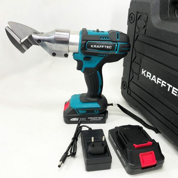 Аккумуляторные ножницы по металлу в кейсе Krafftec DJS130R, 2 акб 36V/5AP 00012658 фото