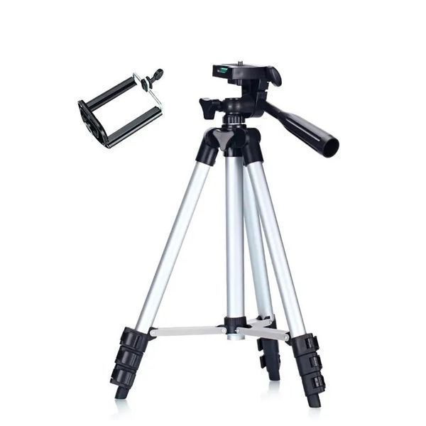 Штатив для телефона и фотоаппарата Tripod 3110 PRO портативный трипод 0,35-1.02м высота. Цвет: серебряный 00012537 фото