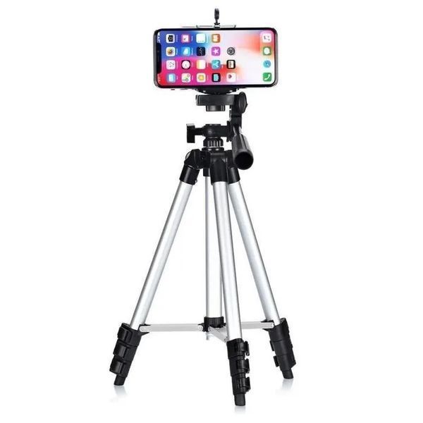Штатив для телефона и фотоаппарата Tripod 3110 PRO портативный трипод 0,35-1.02м высота. Цвет: серебряный 00012537 фото