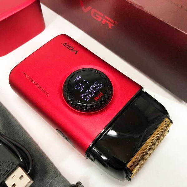 Електробритва VGR V-378 RED шейвер, подвійне лезо, регулювання потужності 7000-9000 RPM. Колір: червоний 00014806 фото