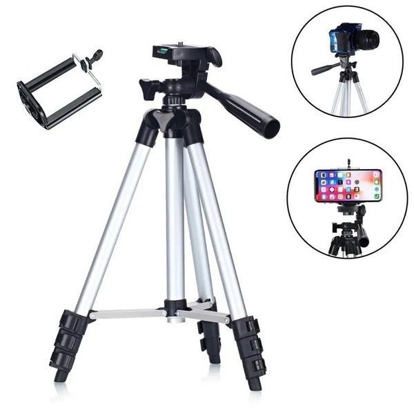 Штатив для телефона и фотоаппарата Tripod 3110 PRO портативный трипод 0,35-1.02м высота. Цвет: серебряный 00012537 фото